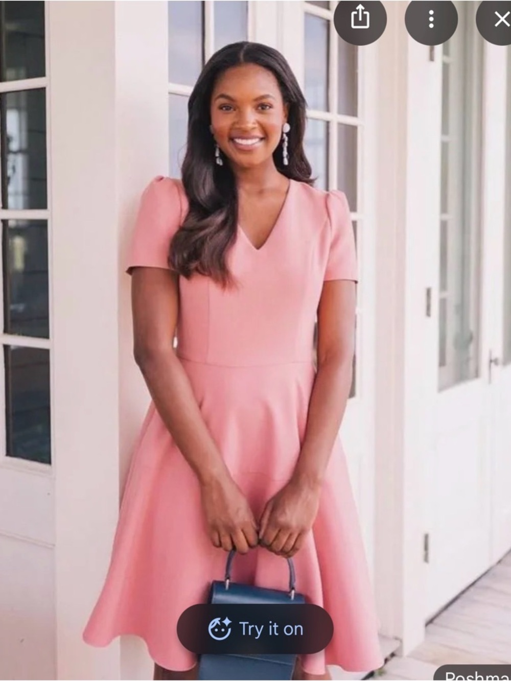 Gal Meets Glam Kate Pink V-Neck Fit & Flare Mini Dress